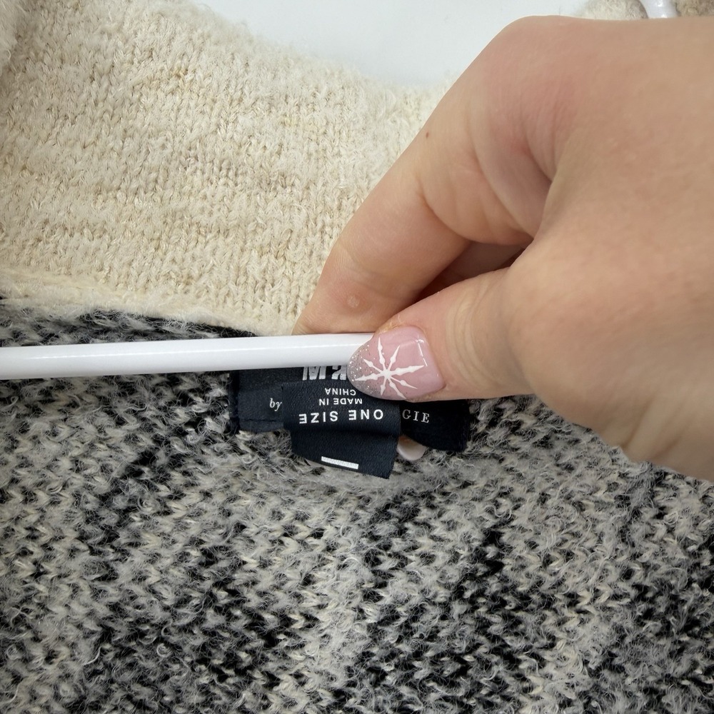 Maeve Anthropology Houndstooth Open‎ Front Cardigan Black White Shawl One Size - Picture 3 of 7